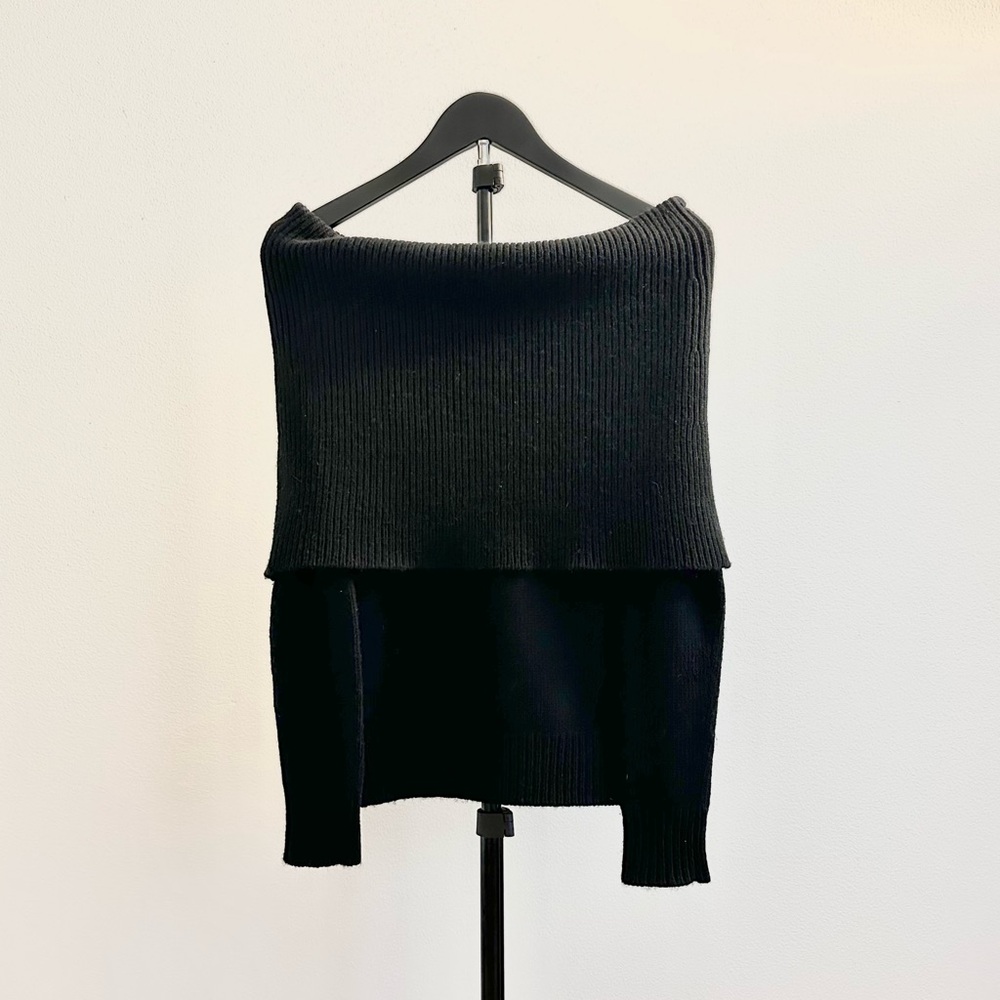 Vintage Ralph Lauren Black Label Wool Cashmere Off Shoulder Sweater Size M